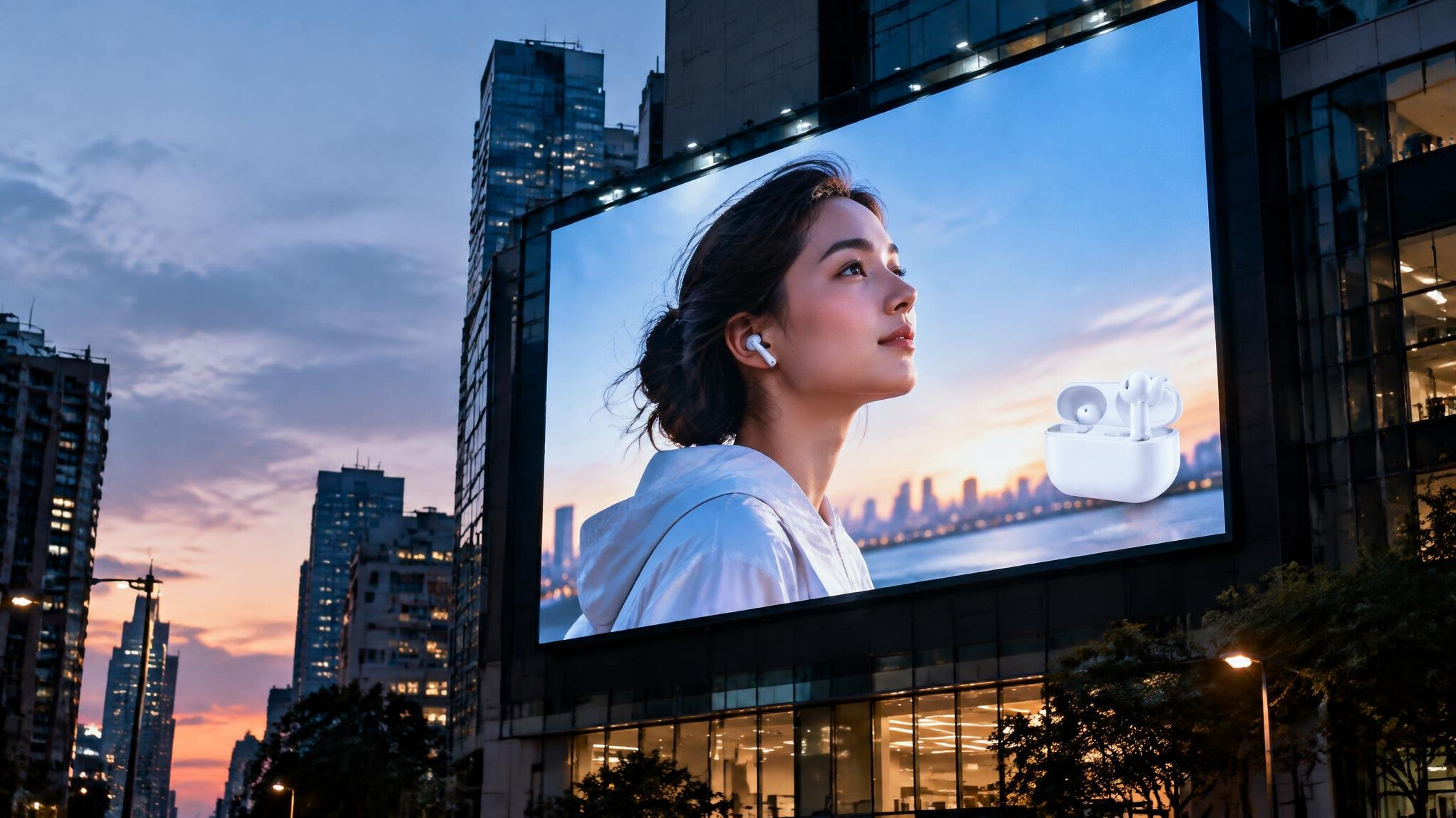 Large digital advertising billboard in a city